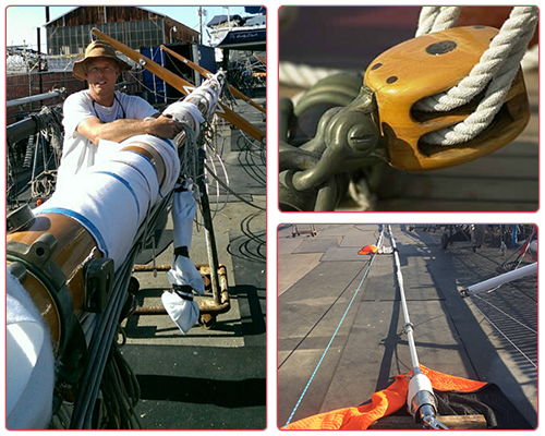 Man Setting the Sail and Parts of the Sail